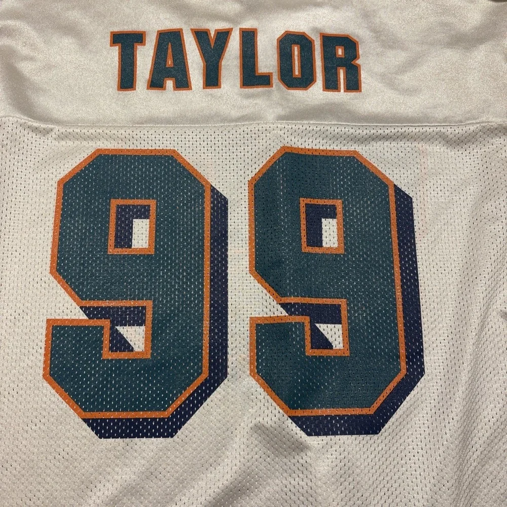 Vintage Y2K Miami Dolphins Jason Taylor #99 Reebok NFL White Jersey Men's 2XL
